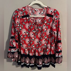 $6❤️ Bundled Crown & Ivy Red/Black Floral Blouse